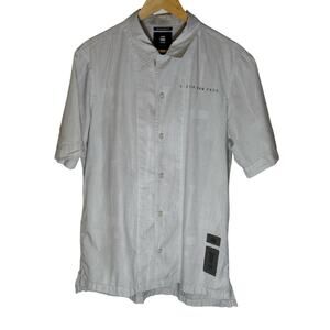 G-Star Raw Men’s Large White AOP Military Casual Button Down Short Sleeve Shirt